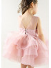 Muave Leaf Embroidery Tulle Flower Girl Dress